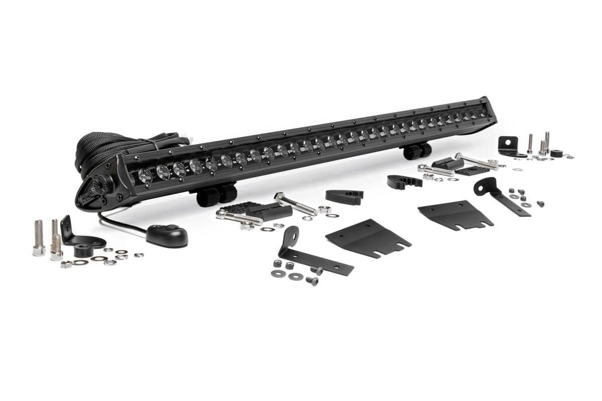 LED Light Kit | Hood Mount | 30" Black Single Row | Jeep Gladiator JT/Wrangler JL (18-26)