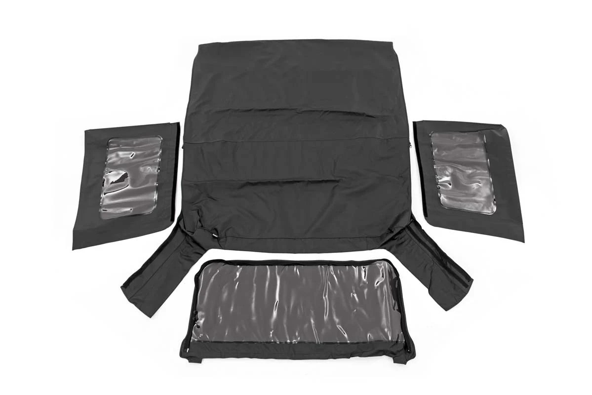 Rough Country Jeep Soft Top Black Denim 10-18 Wrangler JK 2 Door | RC85460.35